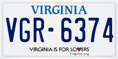 VA license plate VGR6374