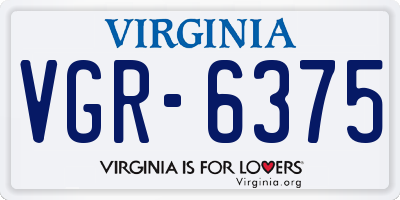 VA license plate VGR6375