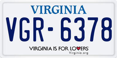VA license plate VGR6378