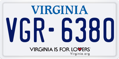 VA license plate VGR6380