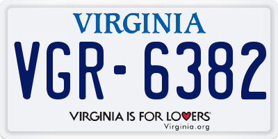 VA license plate VGR6382