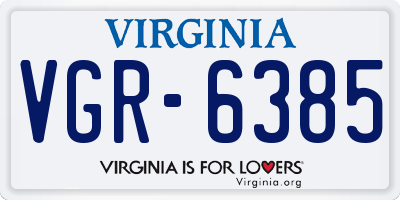 VA license plate VGR6385