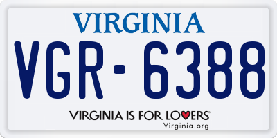 VA license plate VGR6388