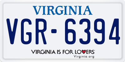 VA license plate VGR6394