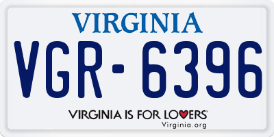 VA license plate VGR6396