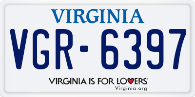 VA license plate VGR6397