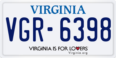 VA license plate VGR6398