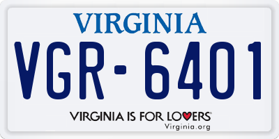 VA license plate VGR6401