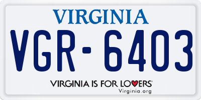 VA license plate VGR6403