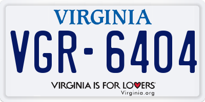VA license plate VGR6404
