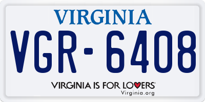 VA license plate VGR6408