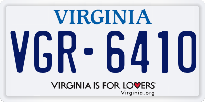 VA license plate VGR6410