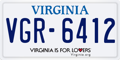 VA license plate VGR6412