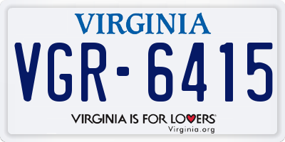 VA license plate VGR6415