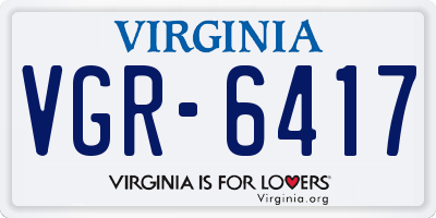 VA license plate VGR6417