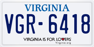 VA license plate VGR6418