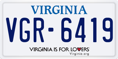 VA license plate VGR6419