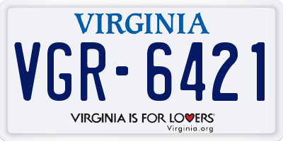 VA license plate VGR6421