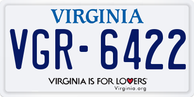 VA license plate VGR6422
