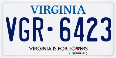 VA license plate VGR6423