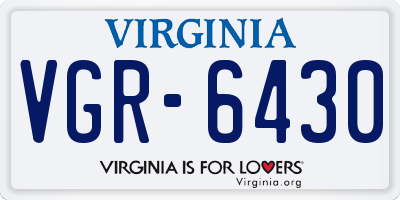 VA license plate VGR6430