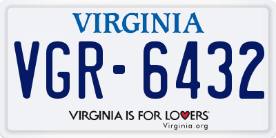 VA license plate VGR6432