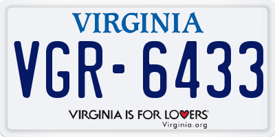 VA license plate VGR6433