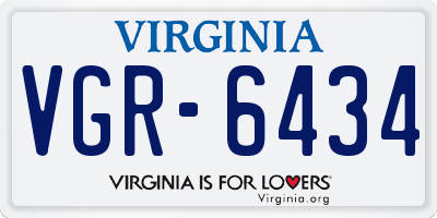 VA license plate VGR6434