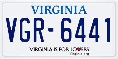 VA license plate VGR6441
