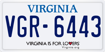 VA license plate VGR6443