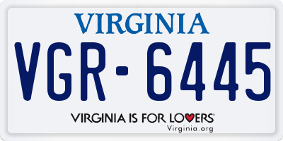 VA license plate VGR6445