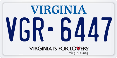 VA license plate VGR6447