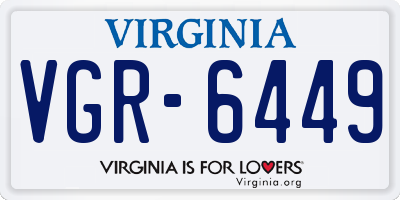 VA license plate VGR6449