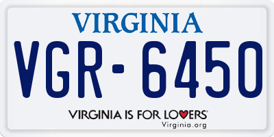 VA license plate VGR6450