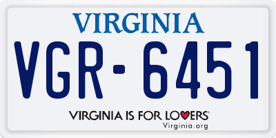 VA license plate VGR6451