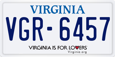 VA license plate VGR6457