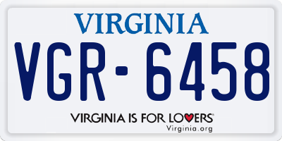 VA license plate VGR6458