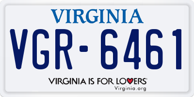VA license plate VGR6461