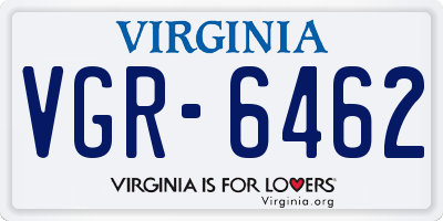 VA license plate VGR6462