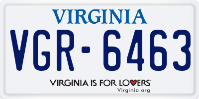 VA license plate VGR6463