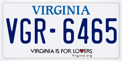 VA license plate VGR6465