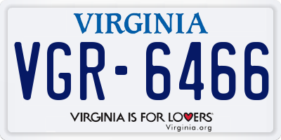 VA license plate VGR6466