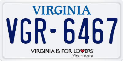 VA license plate VGR6467
