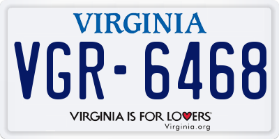 VA license plate VGR6468