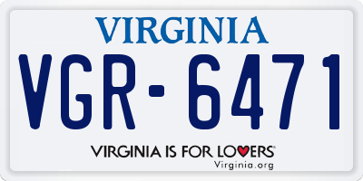 VA license plate VGR6471
