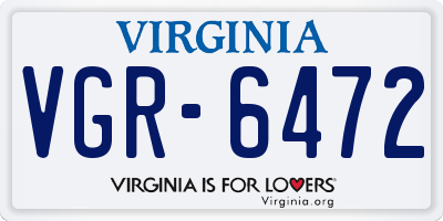VA license plate VGR6472