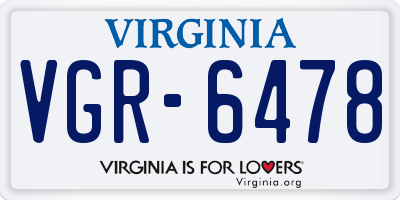 VA license plate VGR6478
