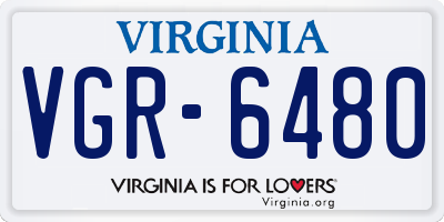 VA license plate VGR6480