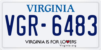 VA license plate VGR6483