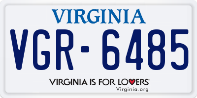 VA license plate VGR6485
